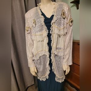 Fairycore Celestial 80s Inspired Cottagecore Shabby Lace Cardigan Set